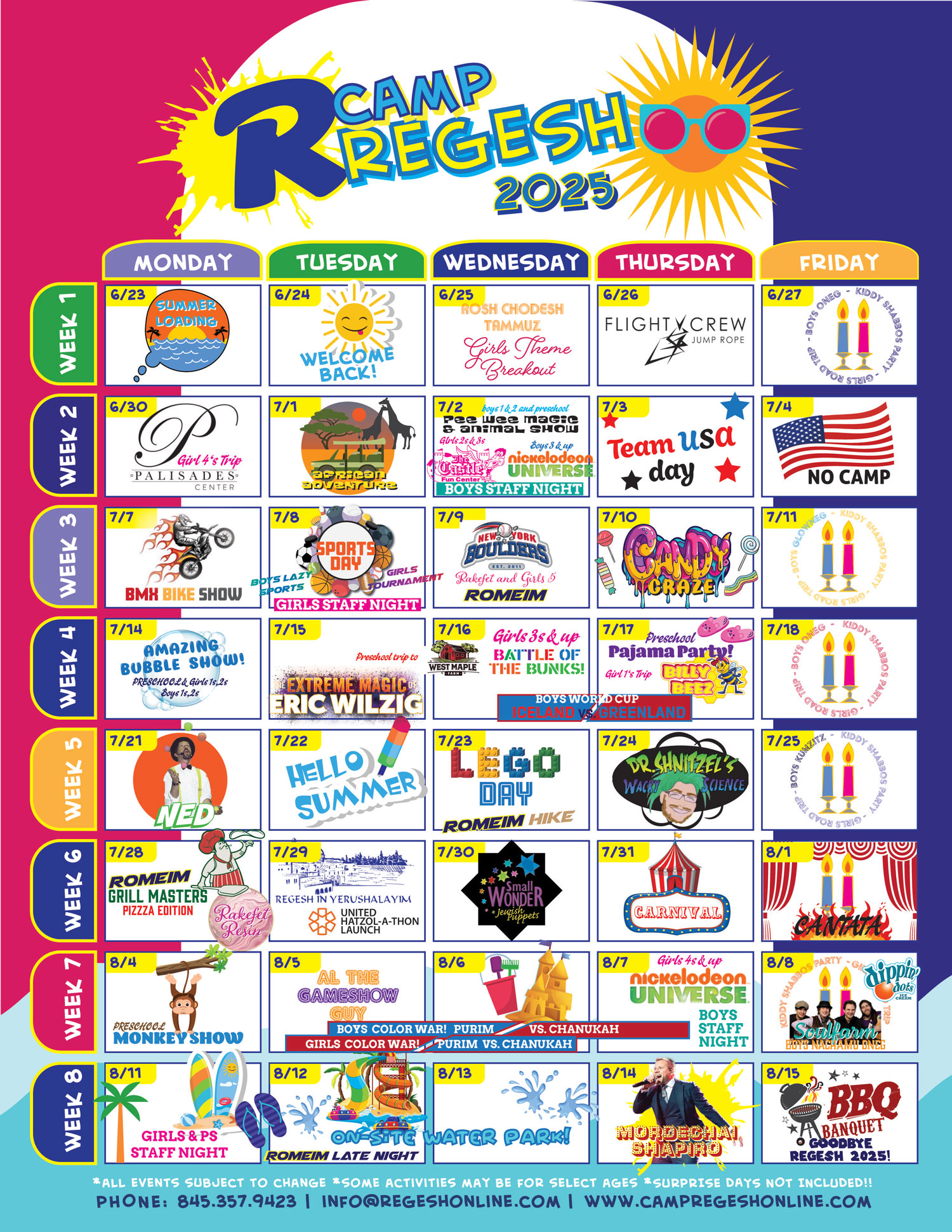 2024 Camp Regesh Calendar