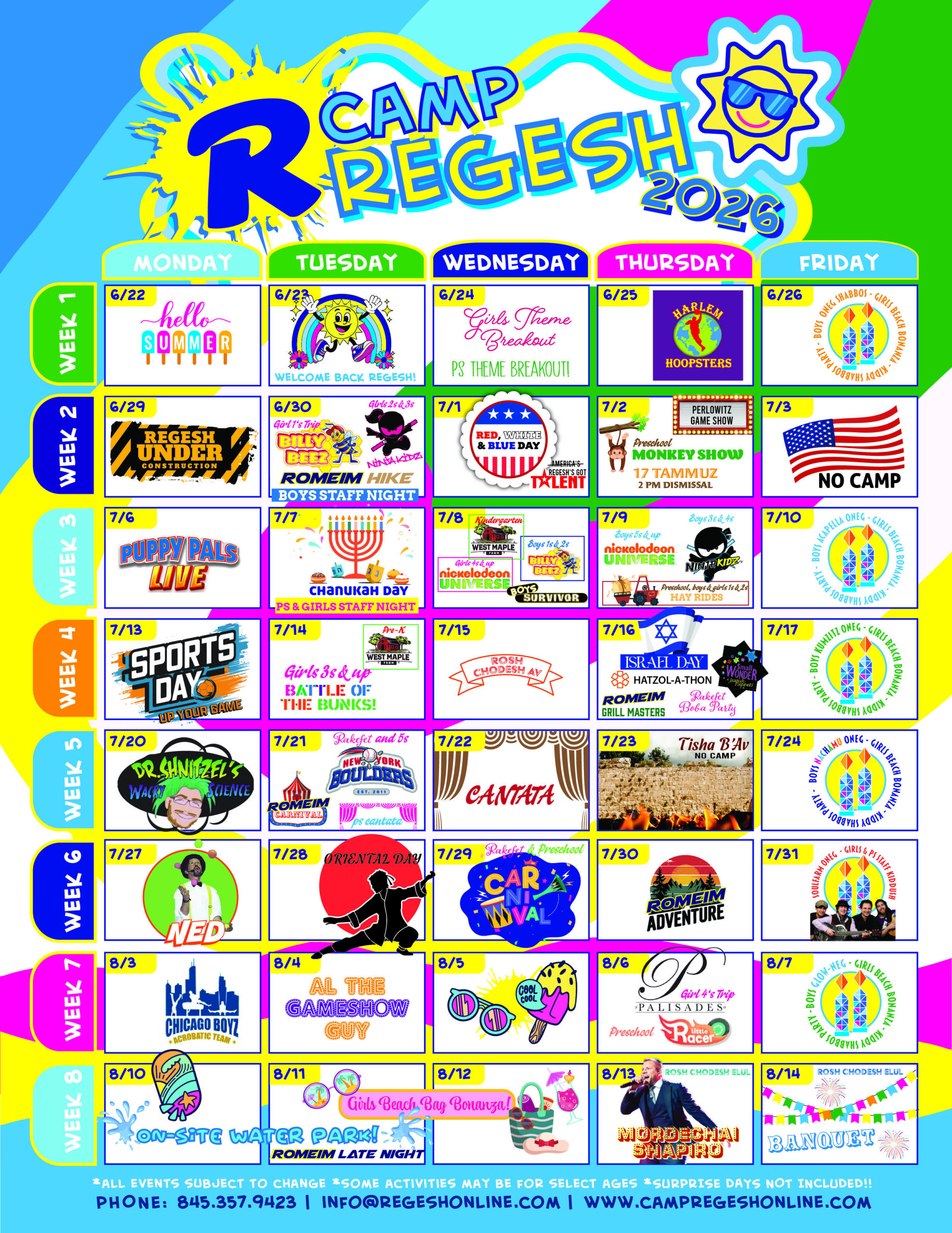 2024 Camp Regesh Calendar