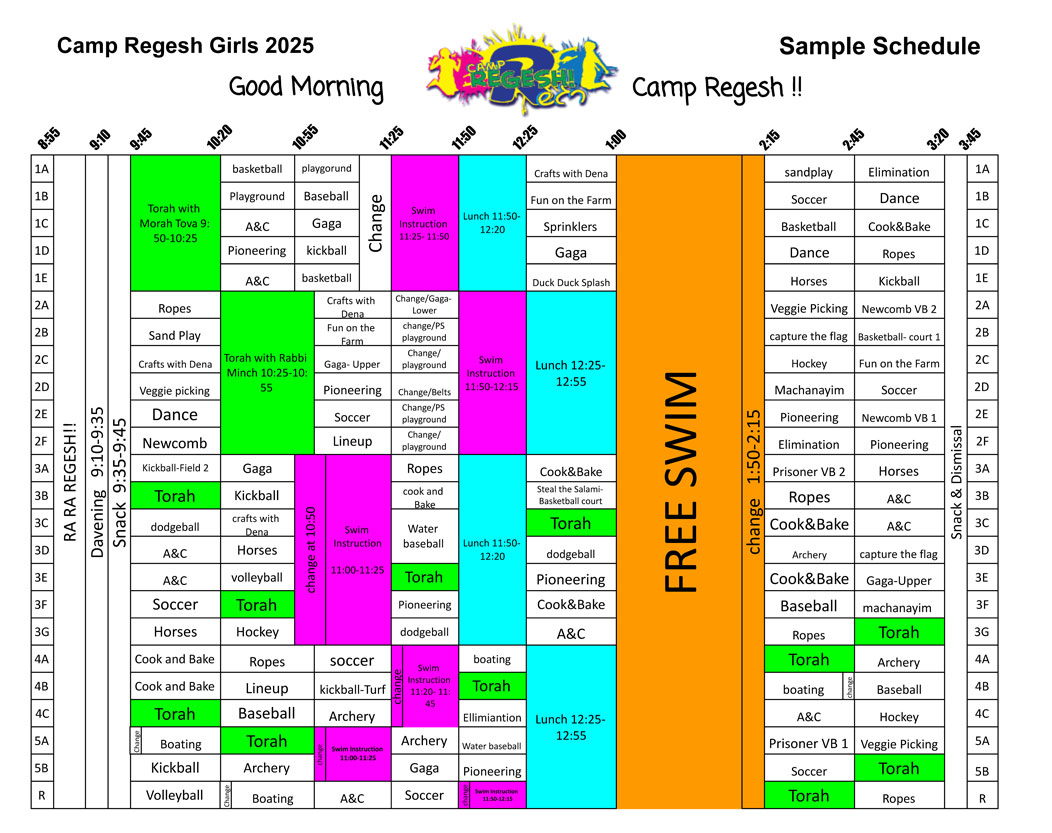 Sample Girls Schedule