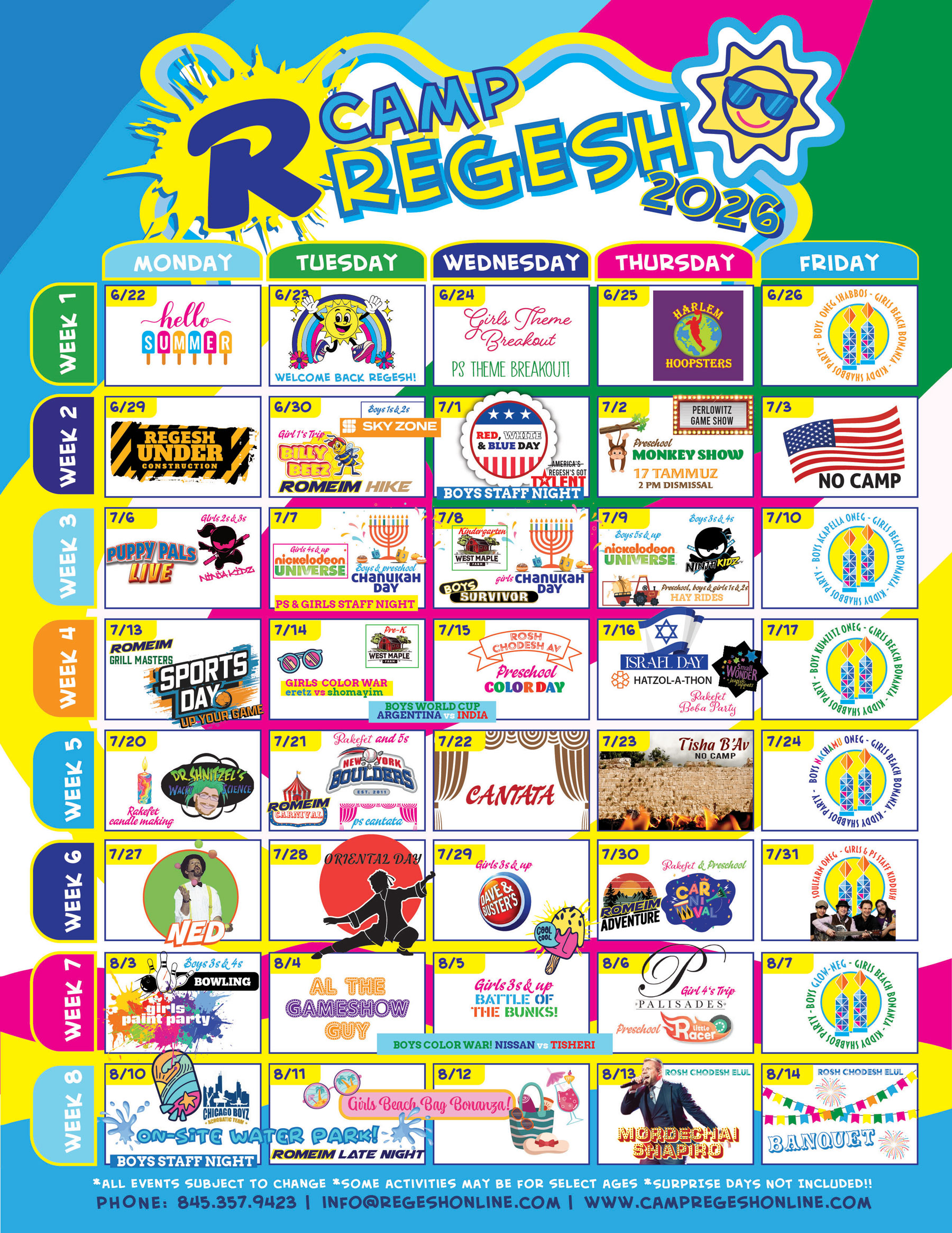 2024 Camp Regesh Calendar