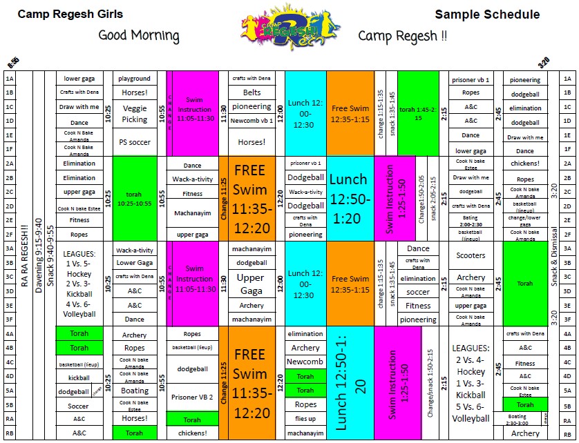 Sample Girls Schedule